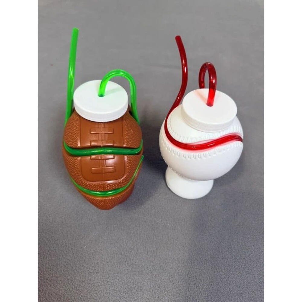Krazy Straws Football & Baseball Plastic Cups